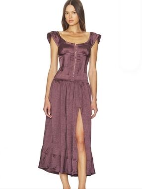 Free People Loveday Midi Dress M Chocolate Grape